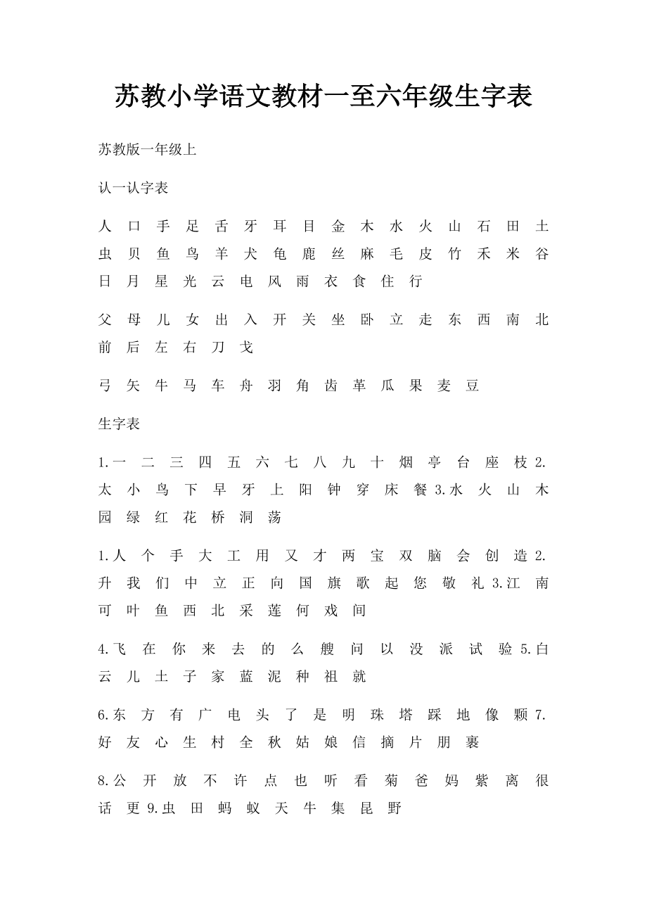 苏教小学语文教材一至六年级生字表.docx_第1页