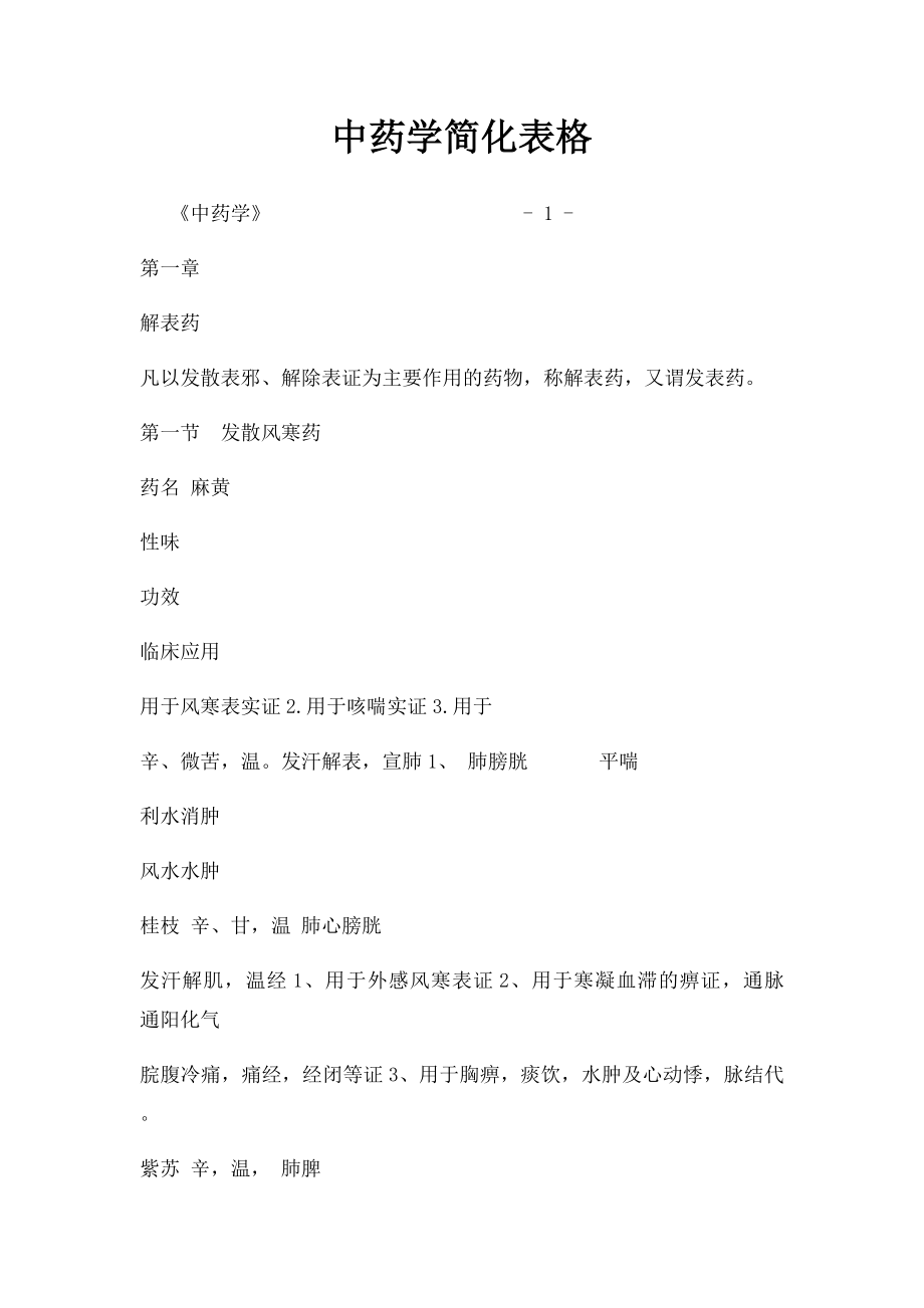 中药学简化表格.docx_第1页