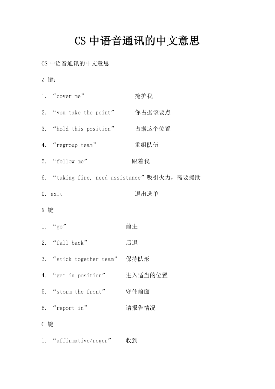 CS中语音通讯的中文意思.docx_第1页