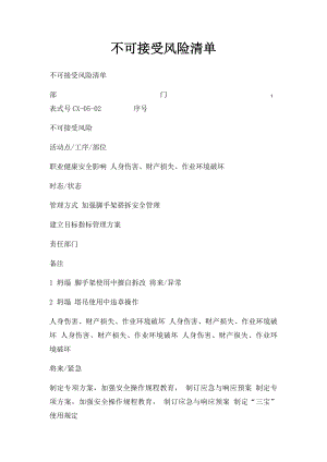 不可接受风险清单.docx