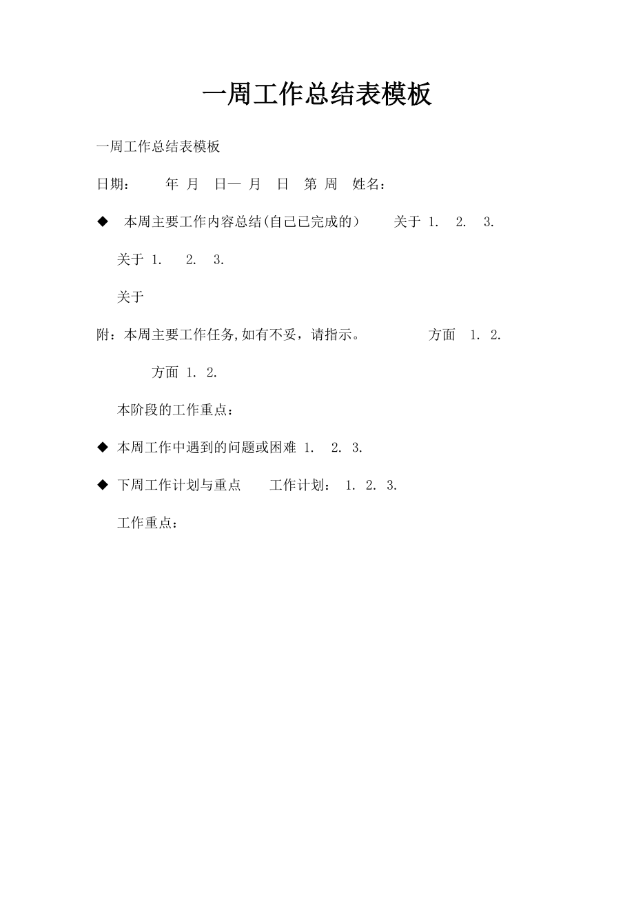 一周工作总结表模板(2).docx_第1页