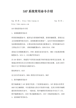 SAP系统常用命令介绍.docx