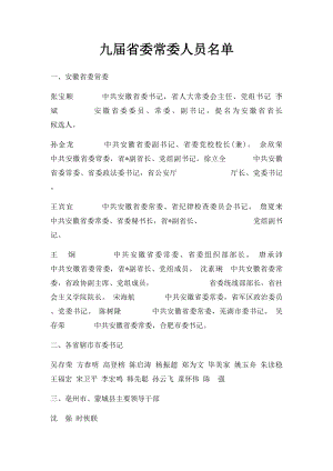 九届省委常委人员名单.docx