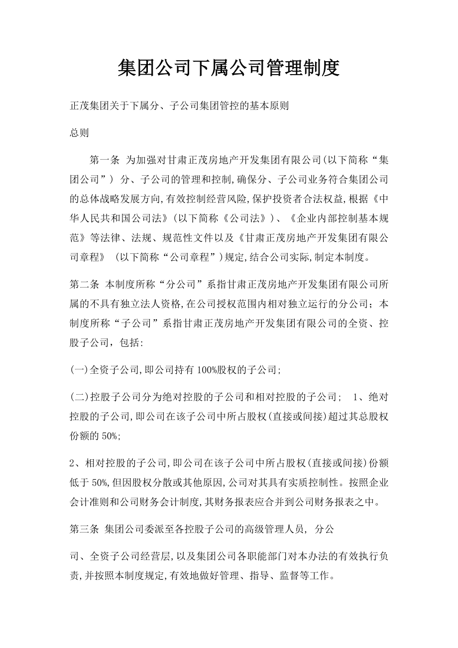 集团公司下属公司管理制度.docx_第1页