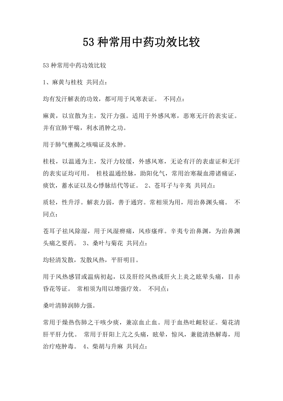 53种常用中药功效比较.docx_第1页