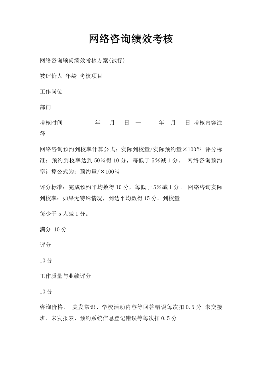 网络咨询绩效考核.docx_第1页