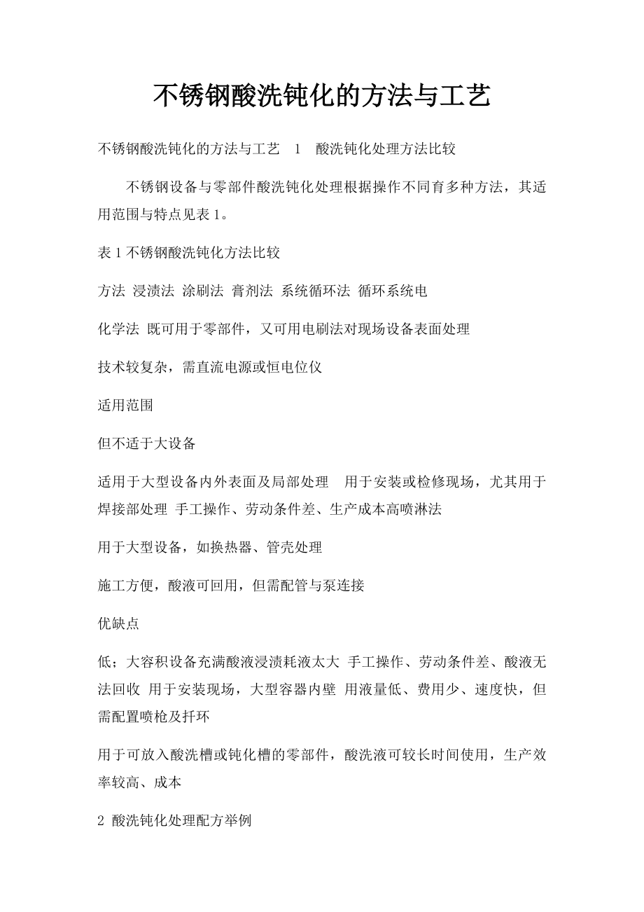 不锈钢酸洗钝化的方法与工艺.docx_第1页