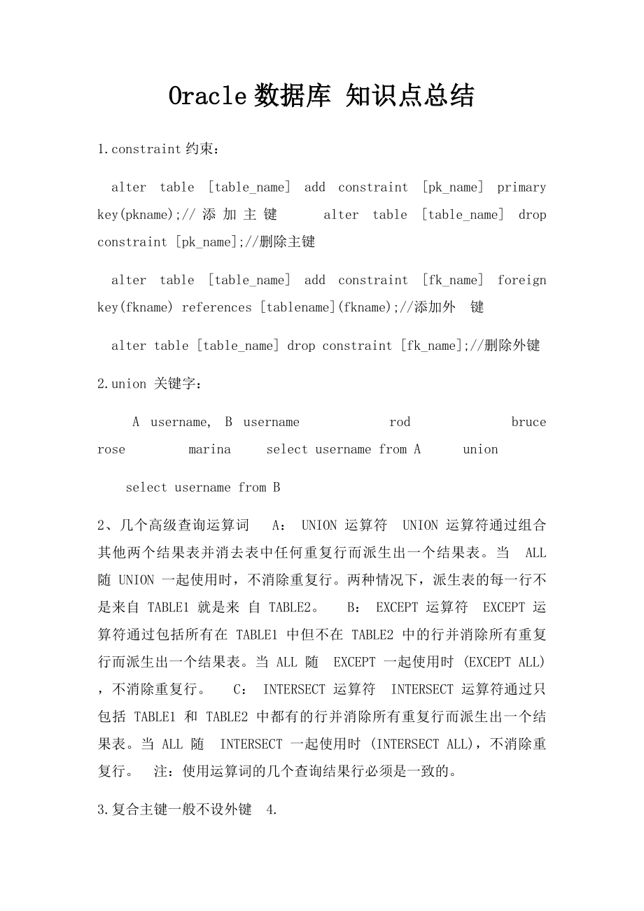 Oracle数据库 知识点总结.docx_第1页