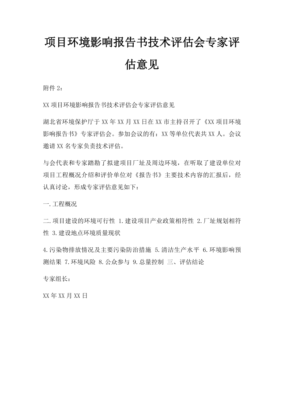 项目环境影响报告书技术评估会专家评估意见.docx_第1页