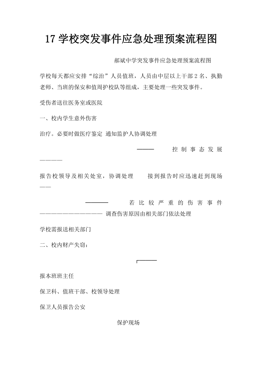 17学校突发事件应急处理预案流程图.docx_第1页