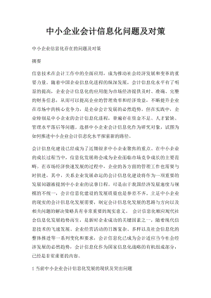 中小企业会计信息化问题及对策.docx