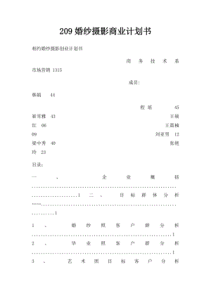 209婚纱摄影商业计划书.docx