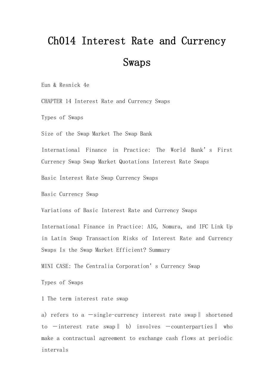 Ch014 Interest Rate and Currency Swaps.docx_第1页