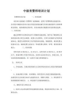 中级育婴师培训计划(1).docx