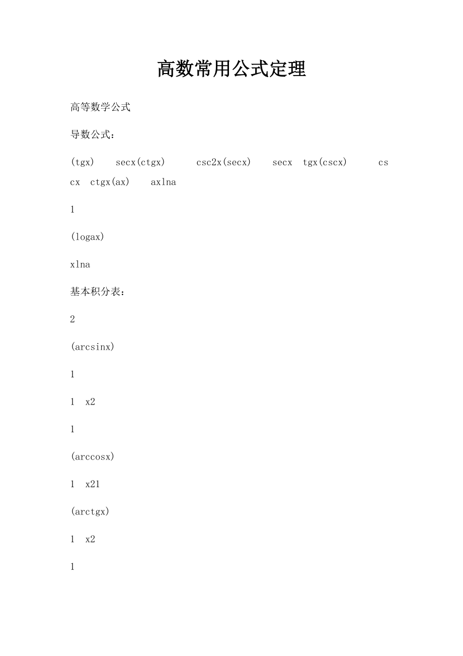 高数常用公式定理.docx_第1页