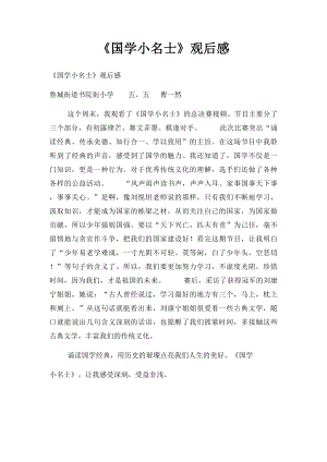 《国学小名士》观后感 .docx