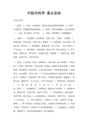 中医内科学 重点总结.docx