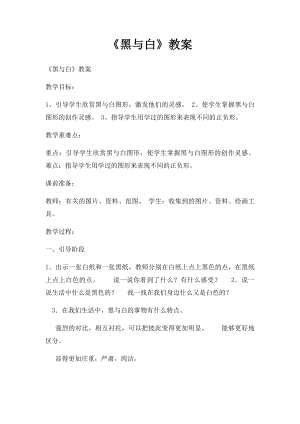 《黑与白》教案.docx