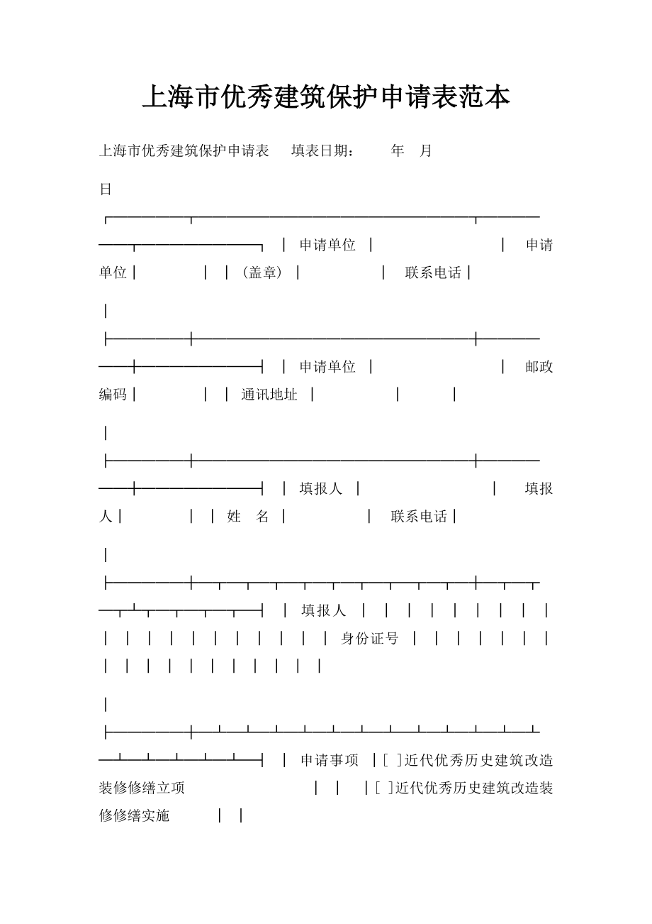 上海市优秀建筑保护申请表范本.docx_第1页