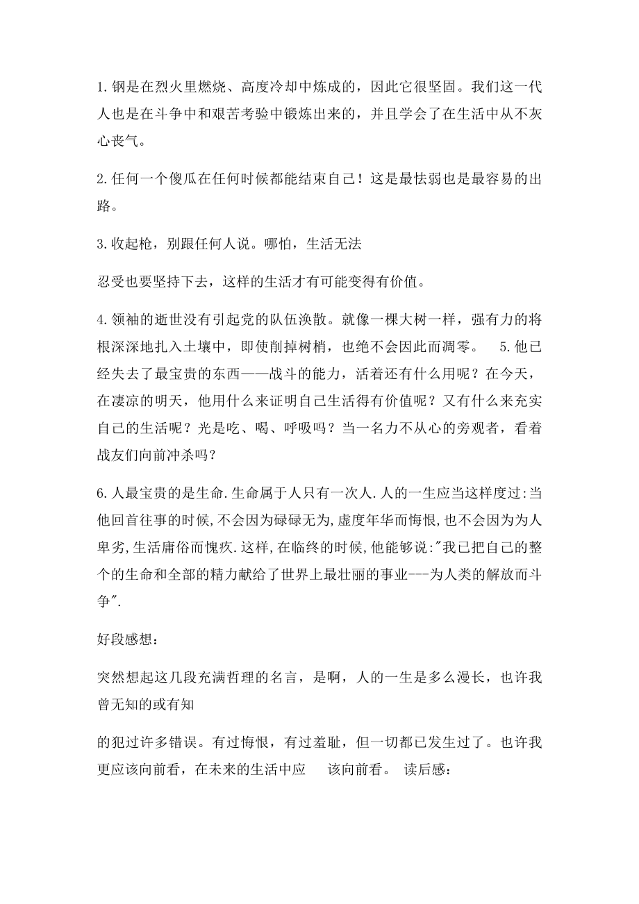 《钢铁是怎样炼成的》读书笔记.docx_第2页