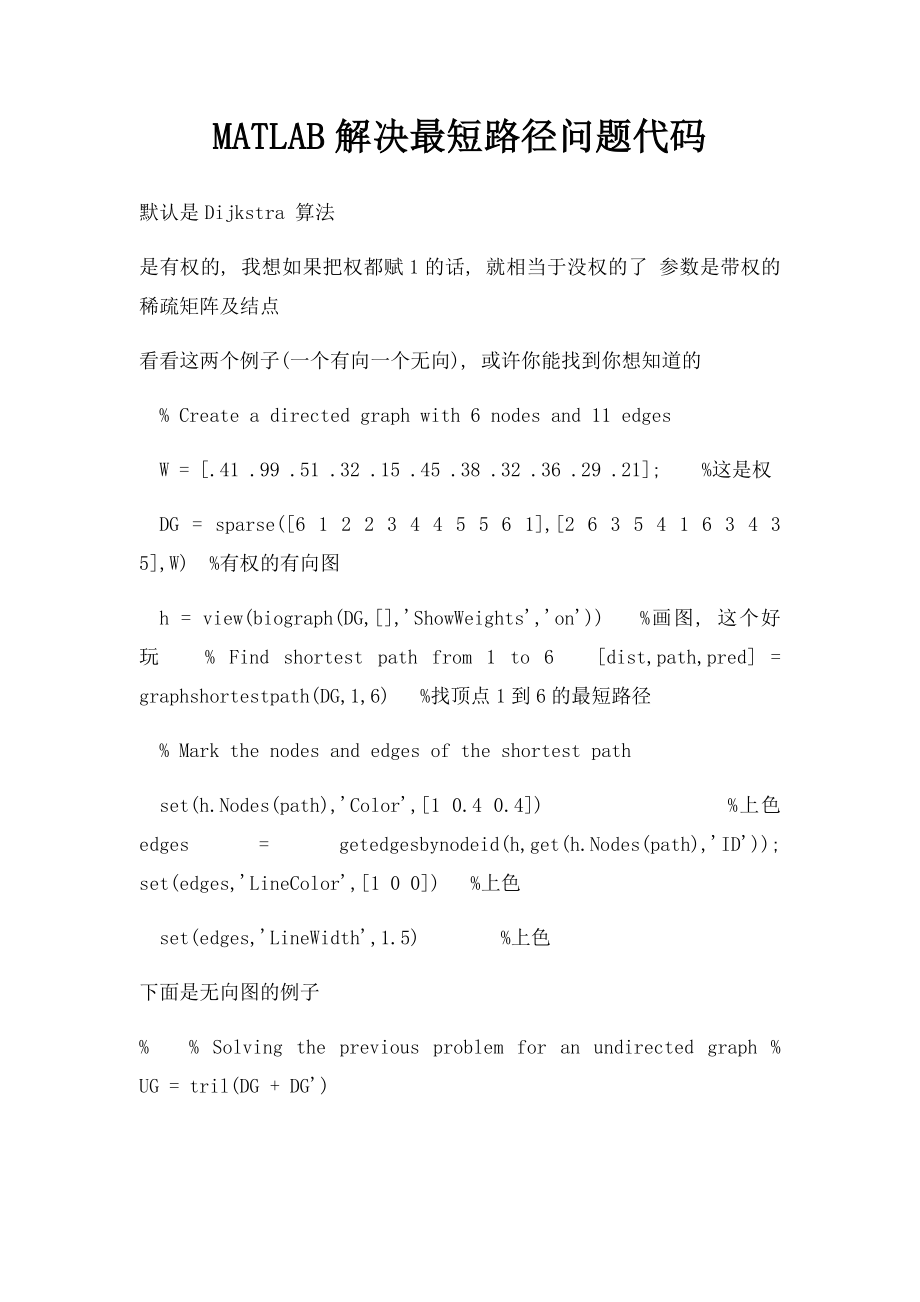 MATLAB解决最短路径问题代码.docx_第1页