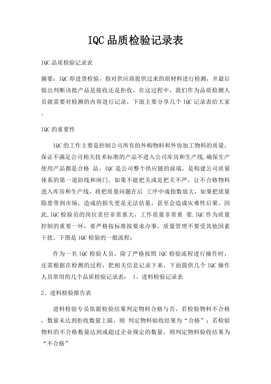 IQC品质检验记录表.docx_第1页