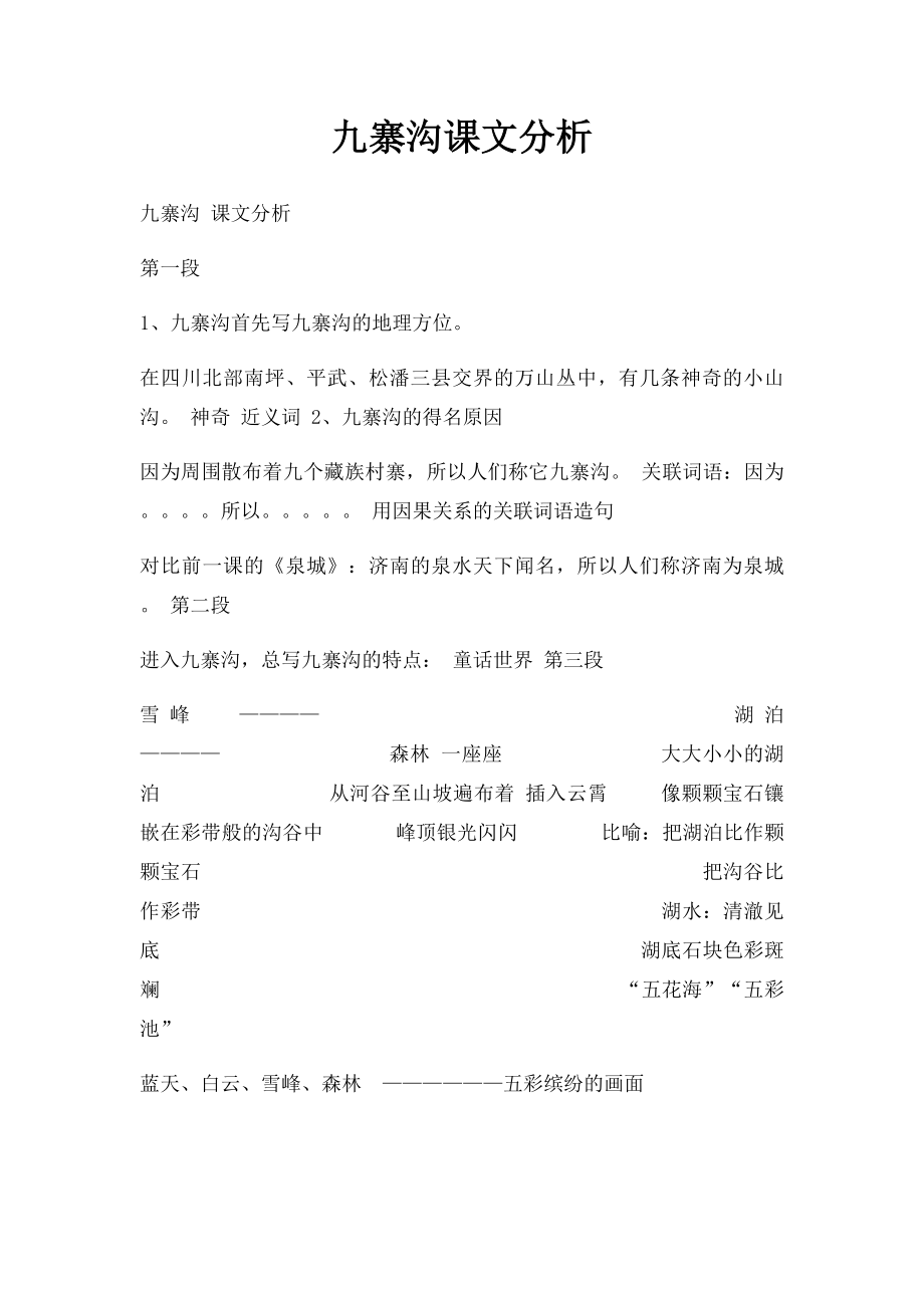 九寨沟课文分析.docx_第1页