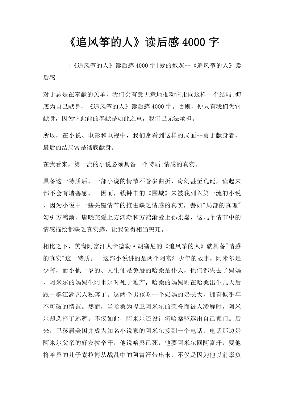 《追风筝的人》读后感4000字.docx_第1页