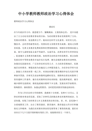 中小学教师教师政治学习心得体会.docx