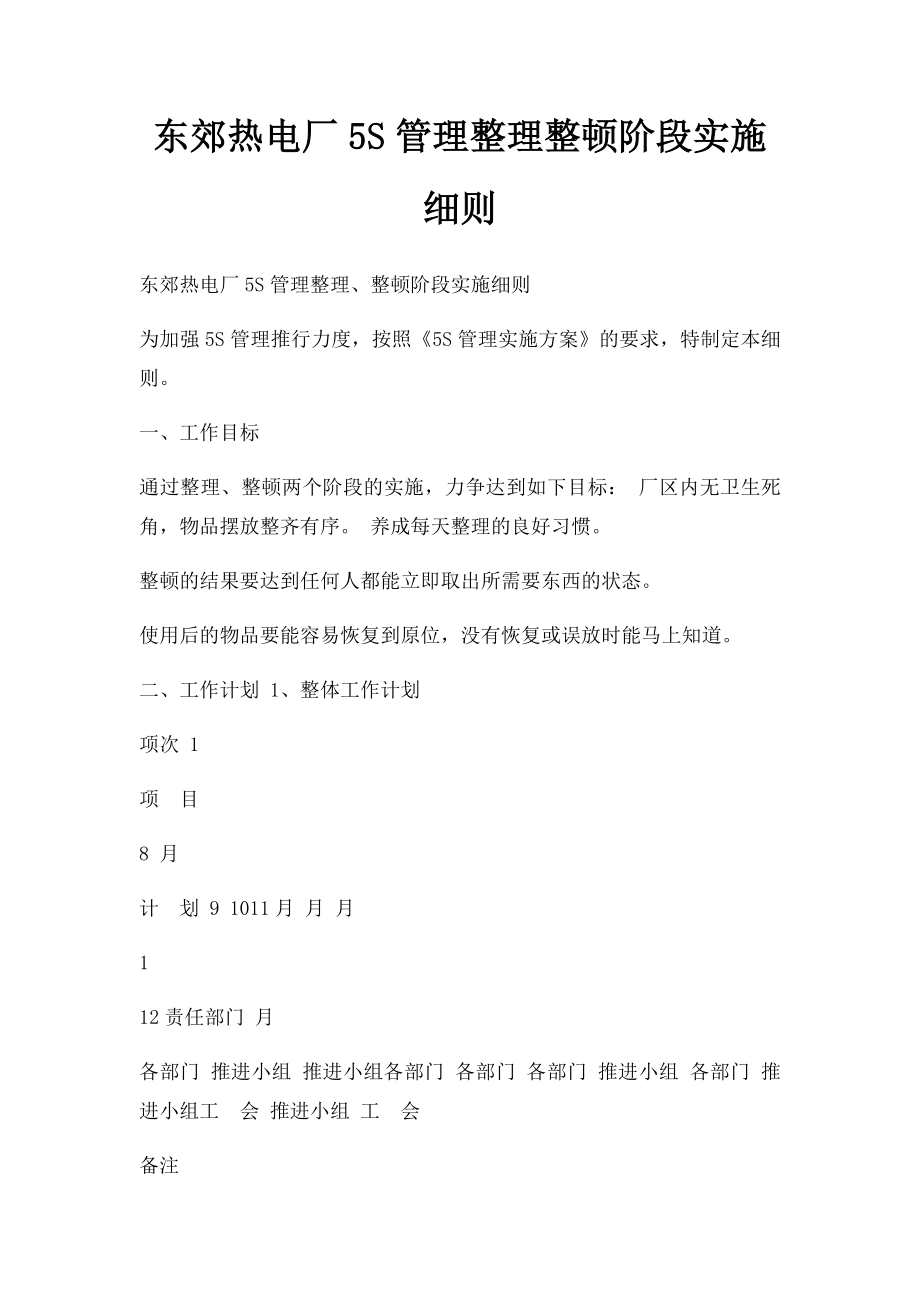 东郊热电厂5S管理整理整顿阶段实施细则.docx_第1页