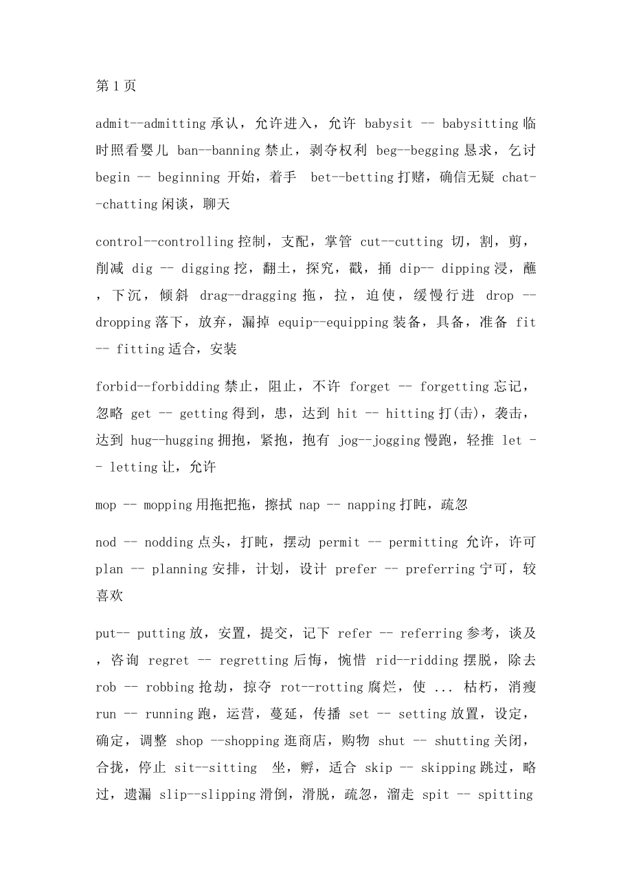 中学阶段所有加ing要双写的动词.docx_第2页