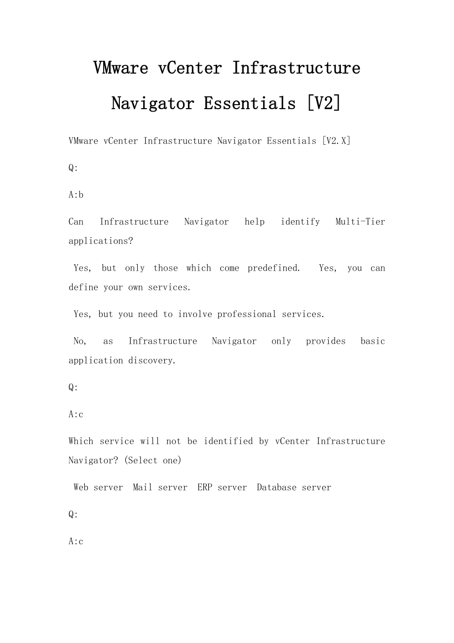 VMware vCenter Infrastructure Navigator Essentials [V2].docx_第1页
