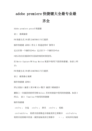 adobe premiere快捷键大全最专业最齐全.docx