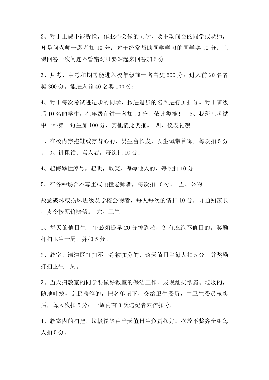 七年级一班班级积分管理制度.docx_第2页