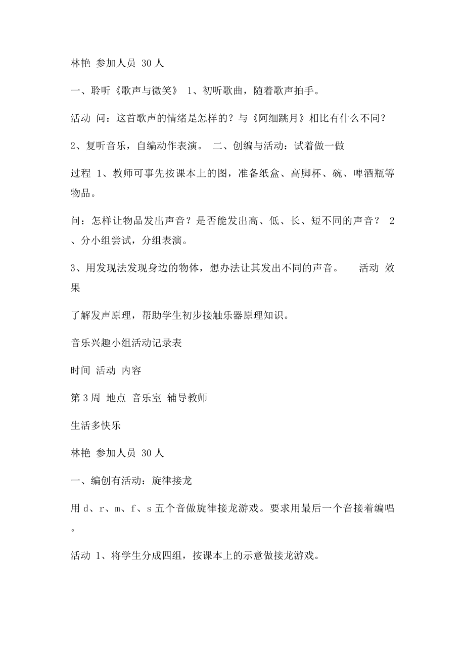 苏厝小学音乐兴趣小组活动记录表.docx_第2页