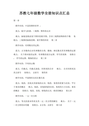 苏教七年级数学全册知识点汇总.docx