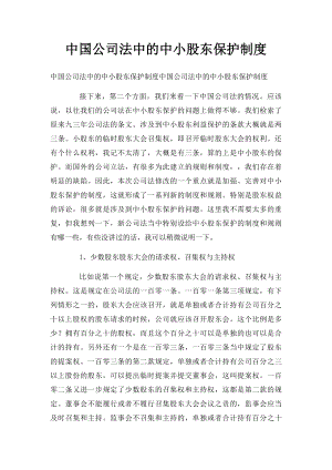 中国公司法中的中小股东保护制度.docx