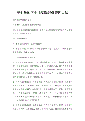 专业教师下企业实践锻炼管理办法.docx