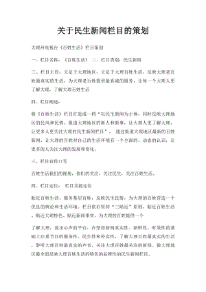 关于民生新闻栏目的策划.docx