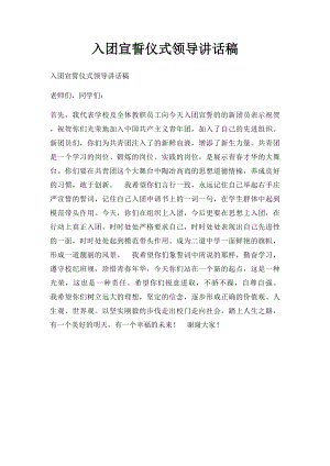 入团宣誓仪式领导讲话稿.docx