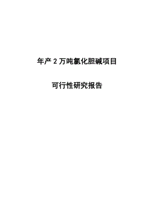 产2万吨氯化胆碱项目可行性研究报告.doc