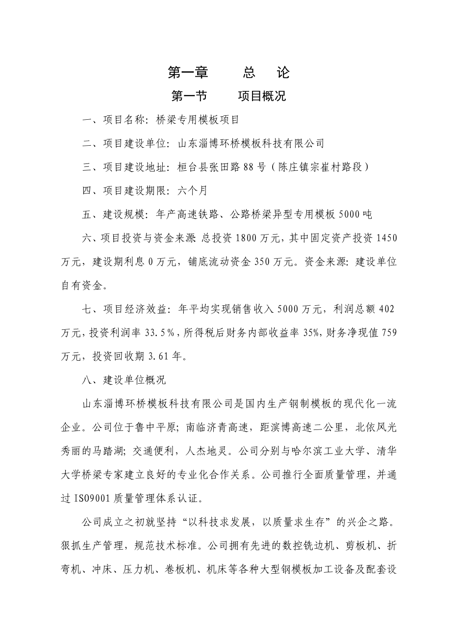 产5000吨桥梁专用模板项目可行性研究报告 .doc_第1页