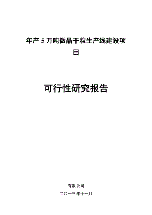 产5万吨微晶干粒生产线建设项目可行性研究报告.doc