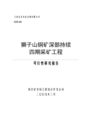 铜矿深部持续四期工程可行性研究报告.doc