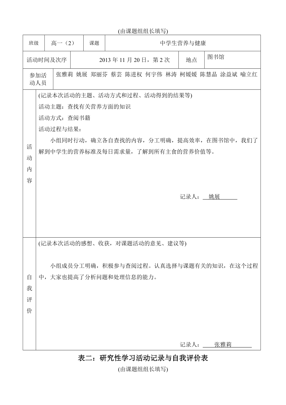 研究性学习全套资料开题报告及结题报告 中学生营养与健康.doc_第3页