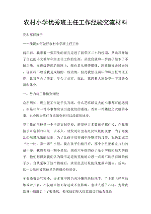 农村小学优秀班主任工作经验交流材料(4).docx