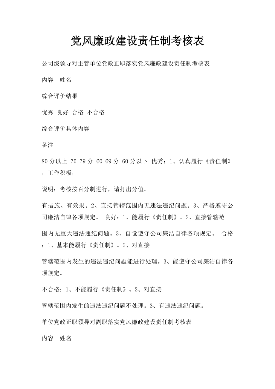 党风廉政建设责任制考核表.docx_第1页