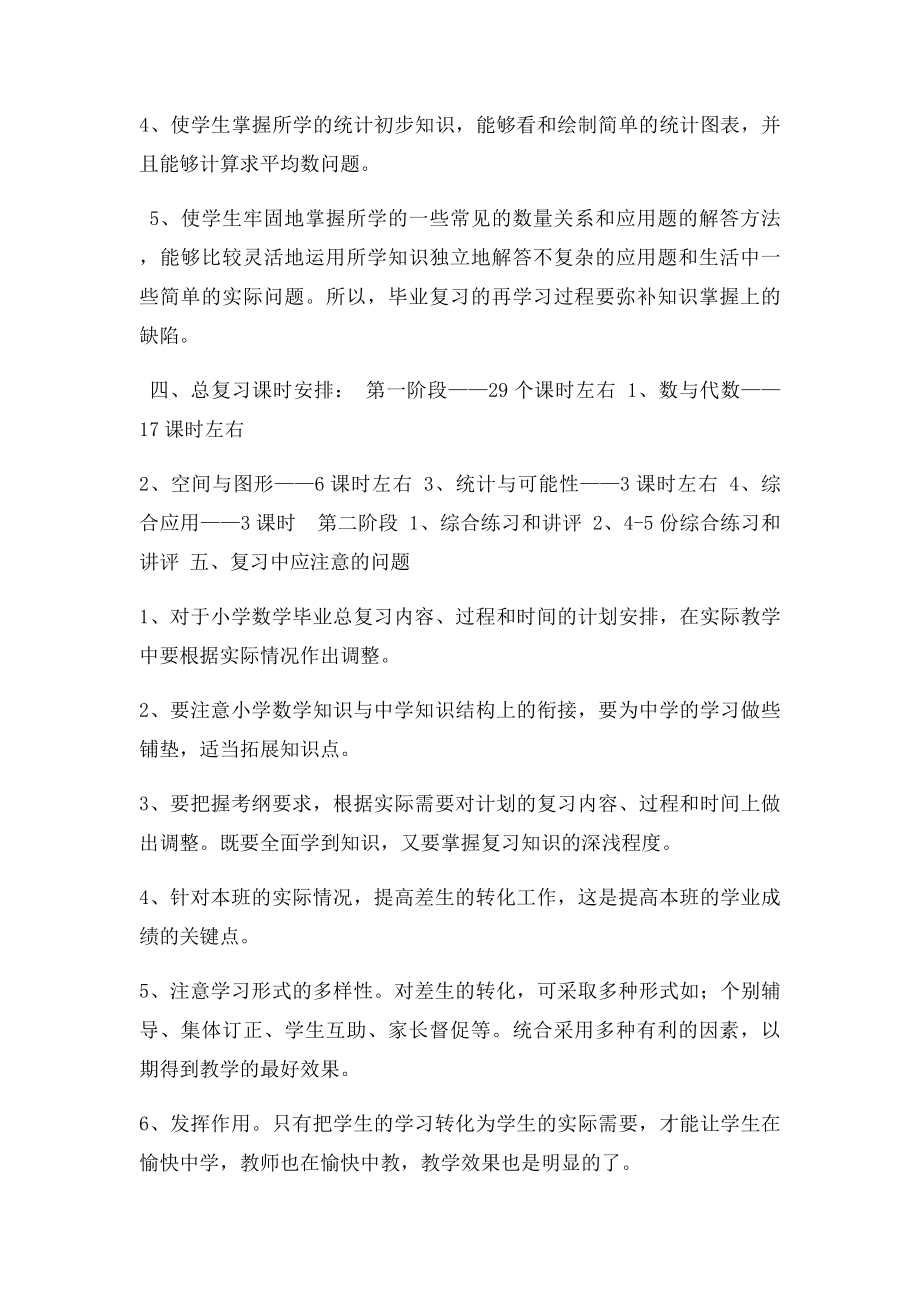 人教六年级数学下册总复习计划.docx_第2页