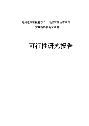 高纯超细硅微粉项目、连熔石英拉管项目、大规格蜂窝陶瓷项目可行性研究报告.doc