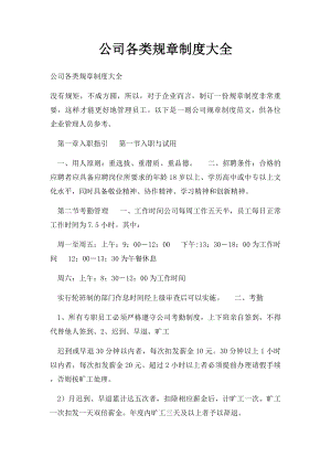 公司各类规章制度大全.docx